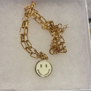 Gold Smiley Face Pendant Necklace